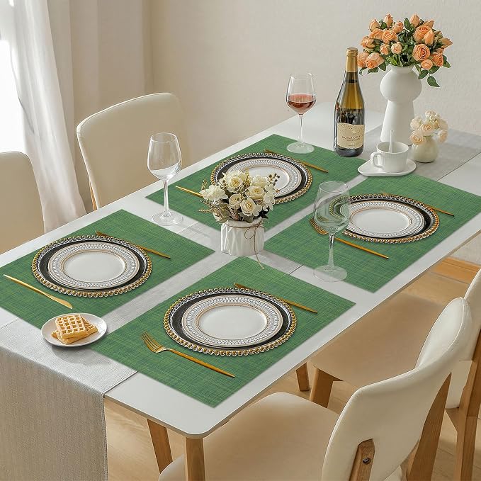 Vinyl Placemats Set of 4, PVC Woven Washable Non-Slip Table Mats, Heat - Image 7