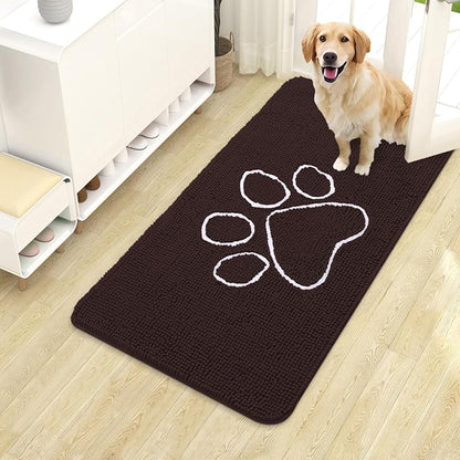 OLANLY Dog Door Mat for Muddy Paws 40x24, Paw Print Design, Absorbs Moisture by OLANLY