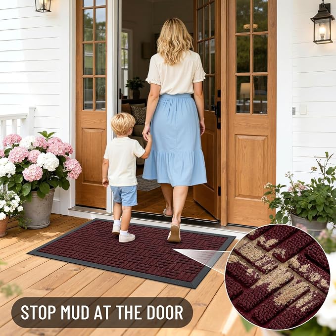 OLANLY Front Door Mat Outside Entrance 59x34, Heavy Duty Sturdy Natural Rubber - Image 7