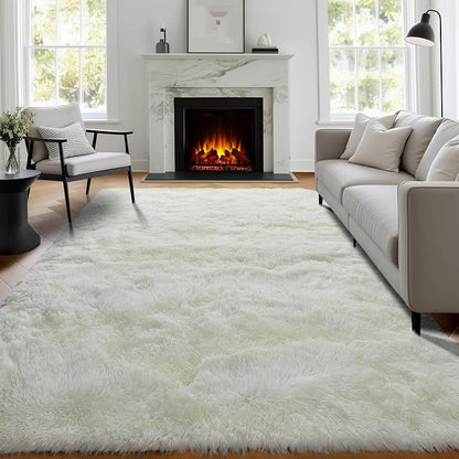 PAGISOFE Ultra Soft Area Rugs for Living Room 6x9 Ft, Cream White Soft Fuzzy - Image 3