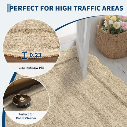 GarveeHome Scalloped 3x5 Area Rug Washable Rug - Image 5