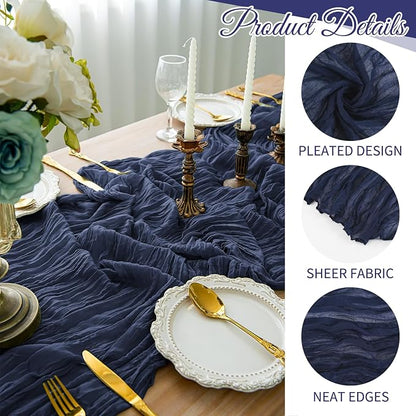10 Pack Navy Blue Cheesecloth Table Runner 17x108 Inch Boho Gauze Cheese Cloth - Image 2