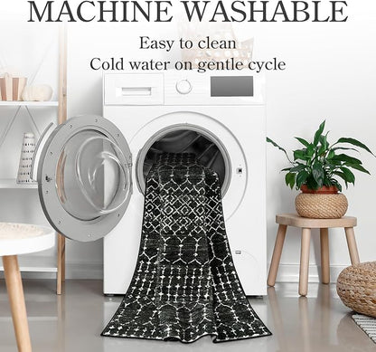 Lahome Moroccan Black Rug for Living Room Washable Area Rug 5x7 Non-Slip - Image 4