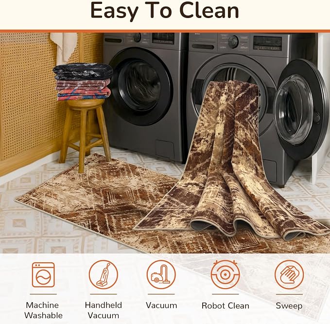 BESTSWEETIE Area Rug 2x3 Rug Machine Washable Non-Slip Low Pile Print Pattern - Image 6