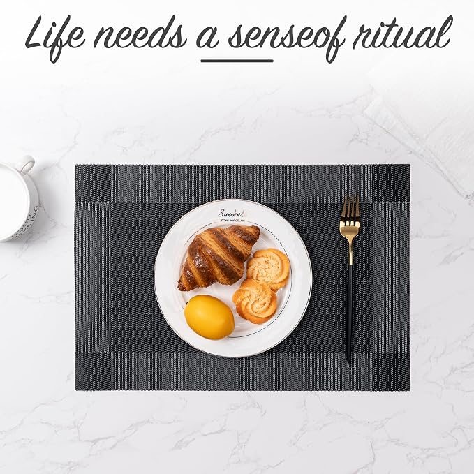 Placemats Set of 4 Washable Indoor | Outdoor Vinyl Place Mats - Image 6