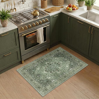 RELEANY Area Rugs Small 2'x3' Washable Non-Slip, Floral Vintage Distress - Image 2