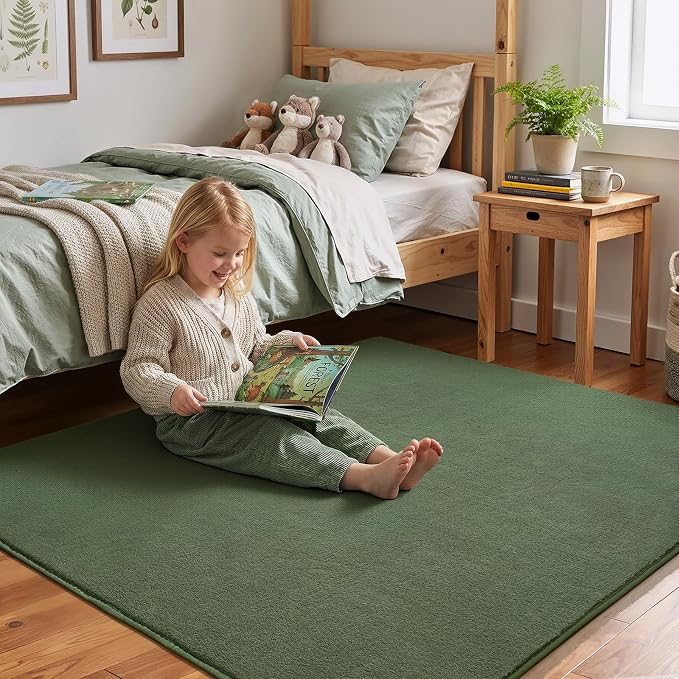 Amearea 5x5 Square Area Rugs for Bedroom Living Room, Sage Green Thickened - Image 4