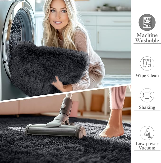 OLANLY 6x6 Area Rugs for Living Room Bedroom, Machine Washable Soft Fluffy - Image 2