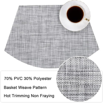 SHACOS Wedge Placemats Set of 4 Round Table Placemats Woven Vinyl Place Mats - Image 2