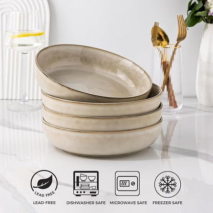 GBhome 8.75'' Large Ceramic Pasta Bowls, 38oz Stoneware Pasta Serving Bowls Set - Image 6