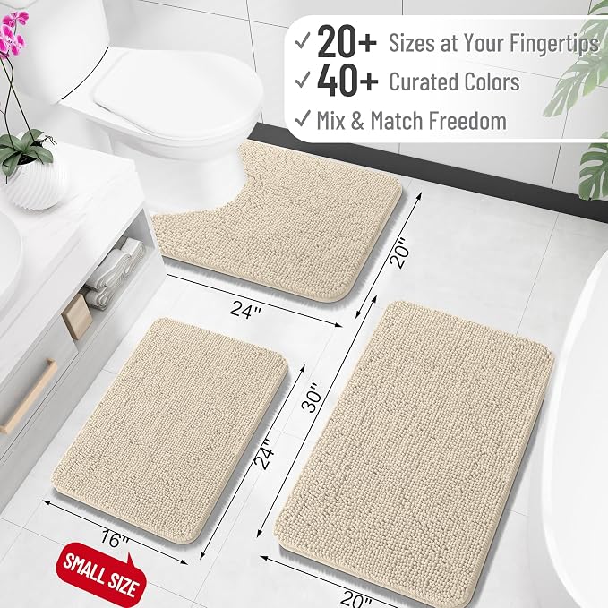 OLANLY Bathroom Rugs 34x21, Extra Soft Absorbent Chenille Bath Rugs, Rubber - Image 2