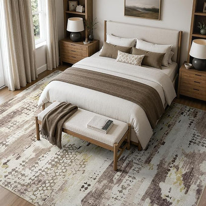 DCX Abstract Area Rug 5x7, Washable Brown Modern Rug - Image 3