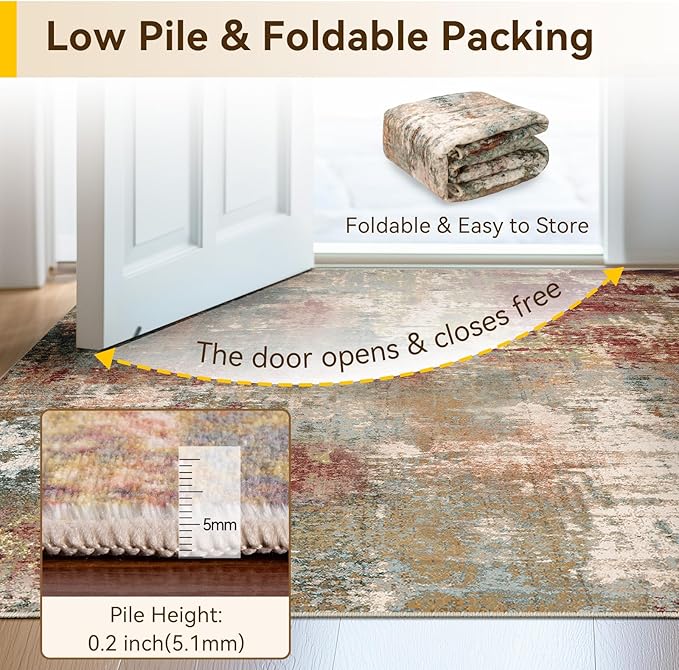 RELEANY Washable Area Rugs 2'x3' Non-Slip Modern Abstract Soft - Image 5