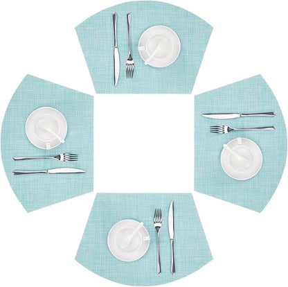 SHACOS Wedge Placemats Set of 4 Woven Vinyl Round Table Placemats Wipe Clean by SHACOS