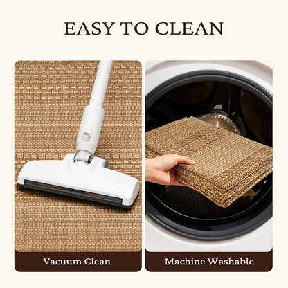 MatEssenz 2x6 Washable Runner Rug, Textured Natural Woven Low-Profile Hallway - Image 5