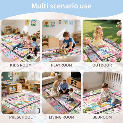 Kids ABC Rug for Playroom, Classroom Alphabet Area Carpet Playmat, Washable - Image 7