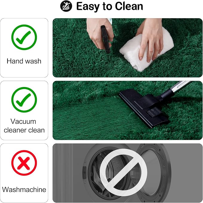 qulint Green Area Rug for Bedroom 3x5, Fluffy Soft Shag Rugs for Living Room - Image 4