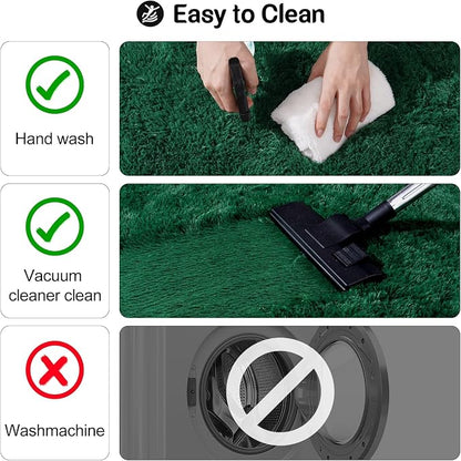 qulint Green Area Rug for Bedroom 3x5, Fluffy Soft Shag Rugs for Living Room - Image 4