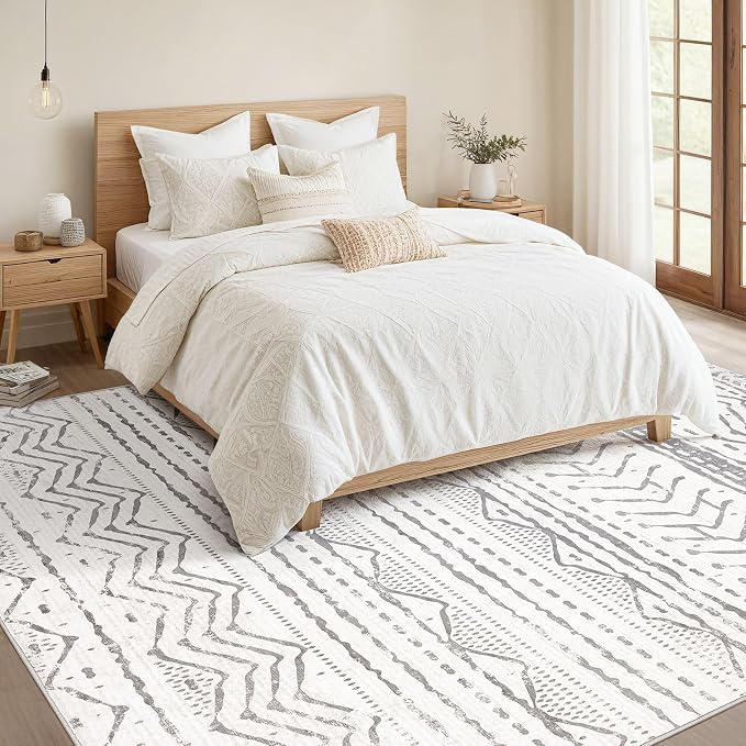 Nakagishi 5x7 Area Rug Living Room: Machine Washable Boho Large Neutral - Image 5