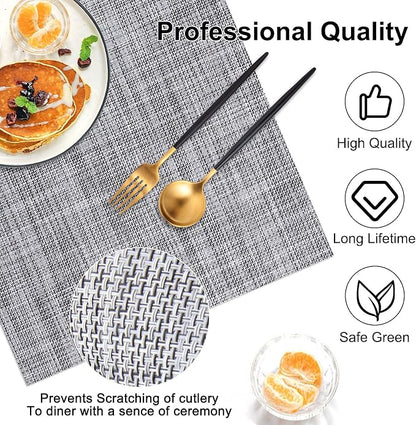 Vinyl Placemats Set of 8, PVC Woven Washable Non-Slip Table Mats, Heat - Image 6
