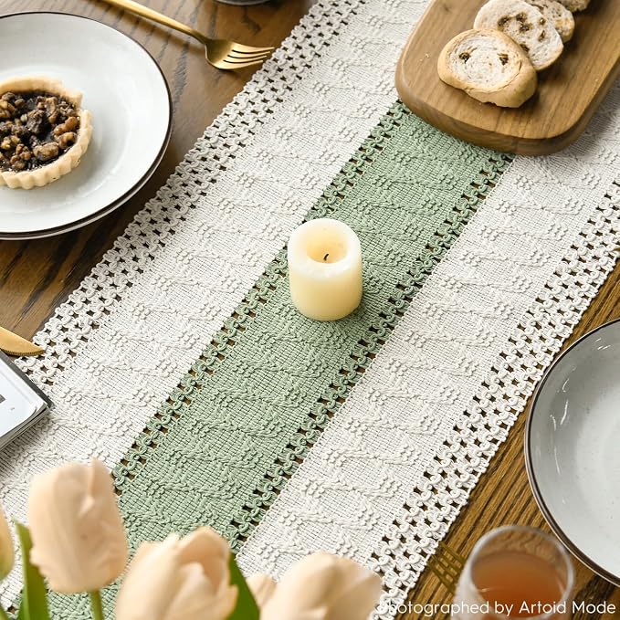 Artoid Mode Light Green Farmhouse Rustic Table Runner 12x108 Inch | Seasonal - Image 4