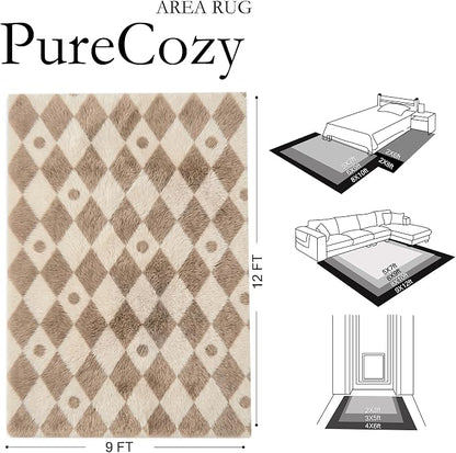 PureCozy Brown 9x12 Area Rug for Living Room Washable Non Slip Neutral Soft - Image 2