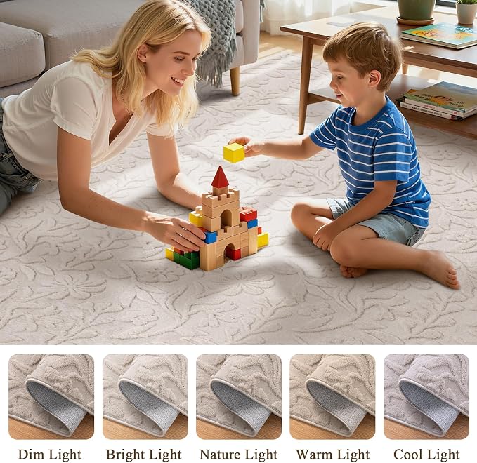 Vaukki 6x9 Area Rug for Living Room, Soft Fluffy Washable Modern Floral Indoor - Image 4