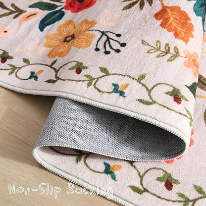 Rugcomf Area Rugs 9x12 Living Room Clearance Washable Boho Rug Non Slip Floral - Image 3