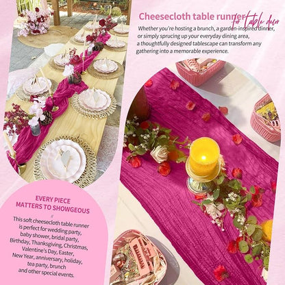 30 Pack Cheesecloth Table Runner 10FT Fuschia Table Runner Boho Gauze Cheese - Image 8