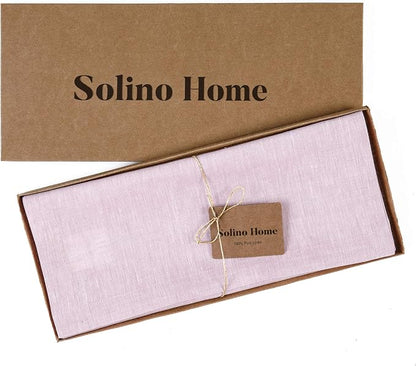 Solino Home 100% Pure Linen Dining Table Runner Pink, Athena 14 x 90 in | Table - Image 5