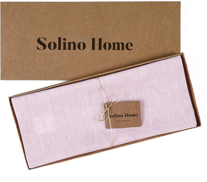 Solino Home 100% Pure Linen Dining Table Runner Pink, Athena 14 x 156 in | - Image 5