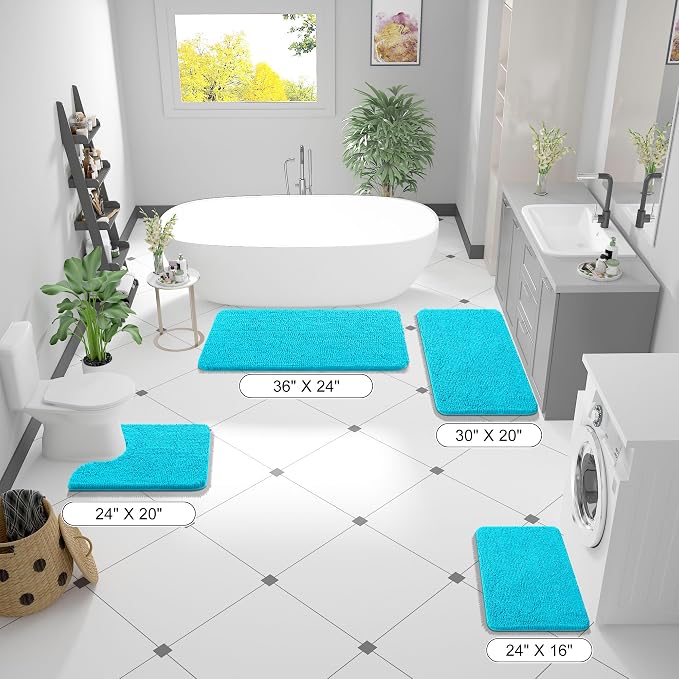 OLANLY Small Bathroom Rugs 24x16, Extra Soft Absorbent Chenille Bath Rugs - Image 2