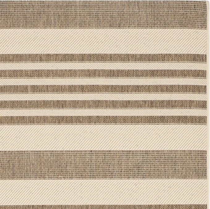 SAFAVIEH Courtyard Collection 6'7' x 9'6' Brown/Bone CY6062 Stripe Indoor/ - Image 5