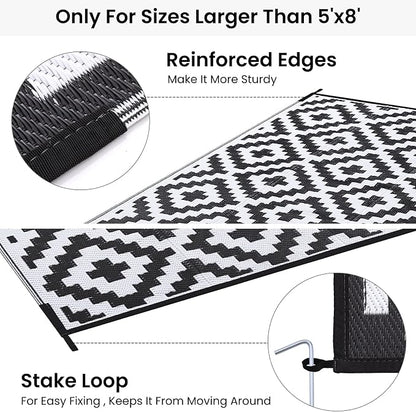 Smiry Waterproof Outdoor Rug 8x10 ft, Reversible Plastic Straw Patio Camping - Image 4