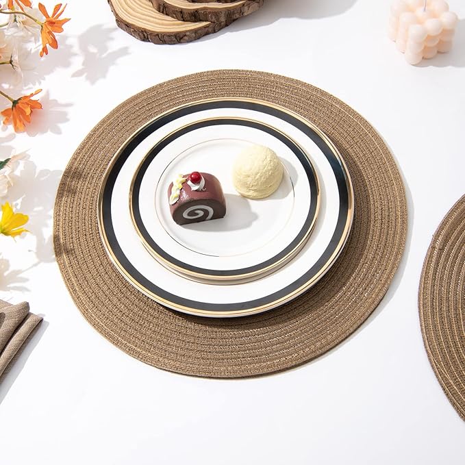 SHACOS Round Placemats Set of 4 Woven Braided Kitchen Table Placemats 15 inch - Image 5