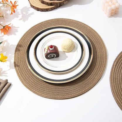 SHACOS Round Placemats Set of 4 Woven Braided Kitchen Table Placemats 15 inch - Image 5