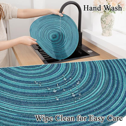 SHACOS 15 inch Round Placemats Set of 6 Variegated Multicolor Place Mats Cotton - Image 8