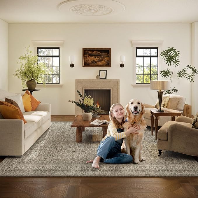 Washable Area Rugs for Living Room: 9x12 Bedroom Rug Boho Vintage Area Rug - Image 6
