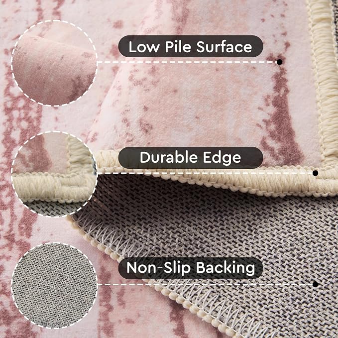 tchdio Pink Rug-6x9 Area Rugs for Living Room, Ultra Soft Washable Rugs for - Image 3