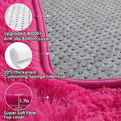 ONASAR Hot Pink Rugs for Living Room Bedroom, Fluffy 5x8 Bedside Area Rug - Image 3