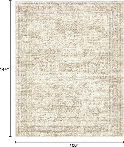 Soalmost 9x12 Area Rugs for Living Room, Non Slip Machine Washable Vintage Rugs - Image 2