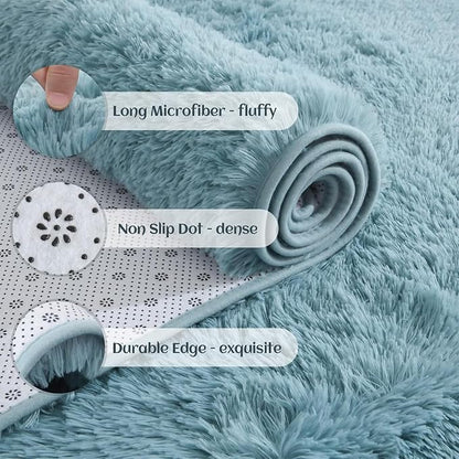 YJ.GWL Area Rugs for Living Room Bedroom, 8x10 Machine Washable Large Teal - Image 3
