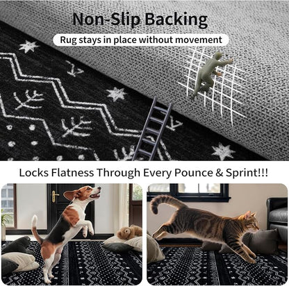 SERISSA 4x6 Area Rugs for Living Room, Washable Non-Slip Black and White Boho - Image 5