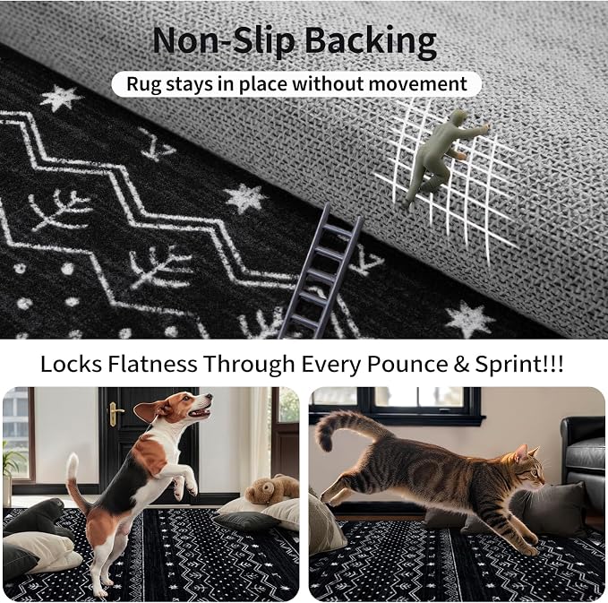 SERISSA 3x5 Area Rugs for Living Room, Washable Non-Slip Black and White Small - Image 5