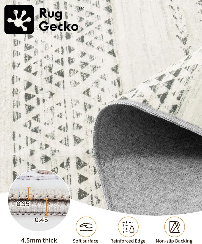 Miukiki 5x7 Area Rug for Living Room Moroccan Washable Rugs Non Slip Indoor - Image 3