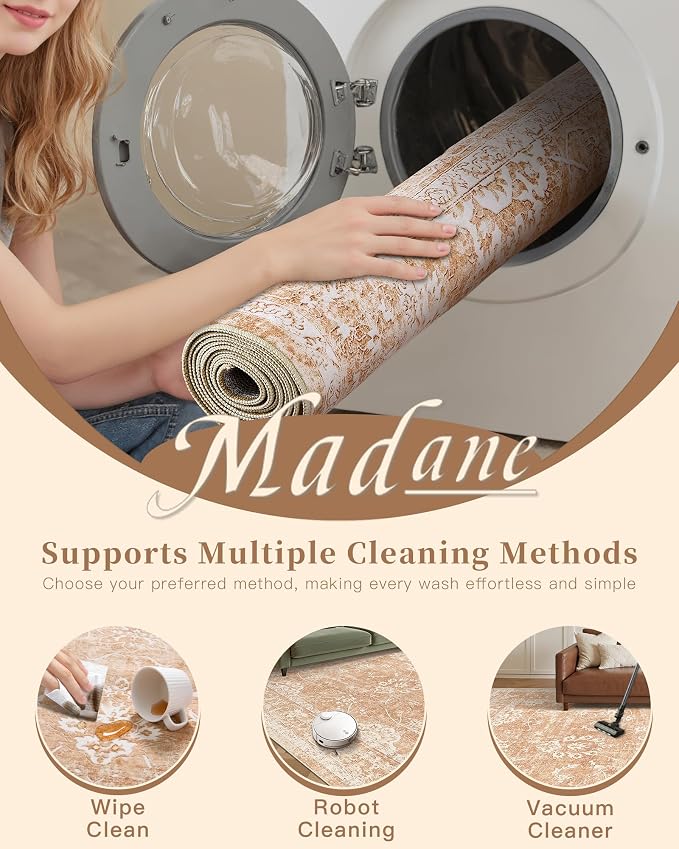 Madane 2x3 Washable Rugs for Entryway, Low Pile Non-Slip Small Area Rug Kitchen - Image 7