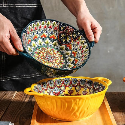 2 Pack Boho Ceramic Serving Bowls - Image 2