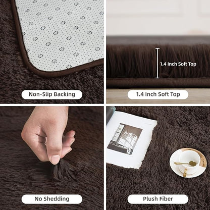 Litanika 4x6 Shag Area Rug for Living Room Bedroom, Non-Shedding Modern Indoor - Image 5