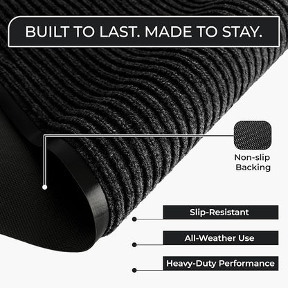 4 Pack Black Commercial Door Mat 3'x6' Heavy Duty Industrial Floor Mat - Image 2