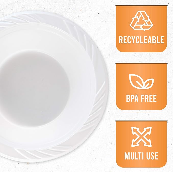 100 Count Disposable 12 ounce White Plastic Soup Bowls - Image 6